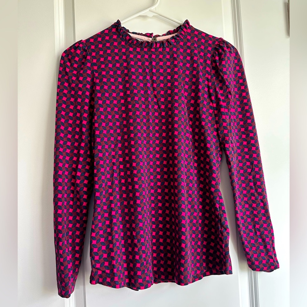 BODEN printed blouse with keyhole back button